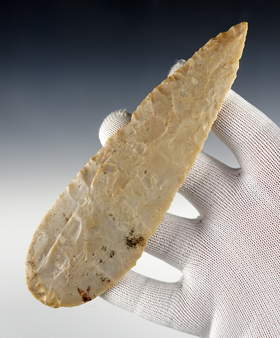 Large 6 3/16" Adena Leaf Blade. Found in Ohio. Ex. Dick Johnson, Gary Weaver. 