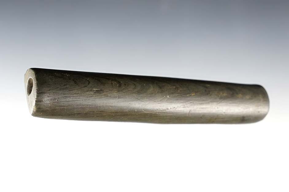 5" Banded Slate Bar Amulet. A very fine example - tally marks. Wood Co., Ohio. Ex. Bapst, Hirzel.