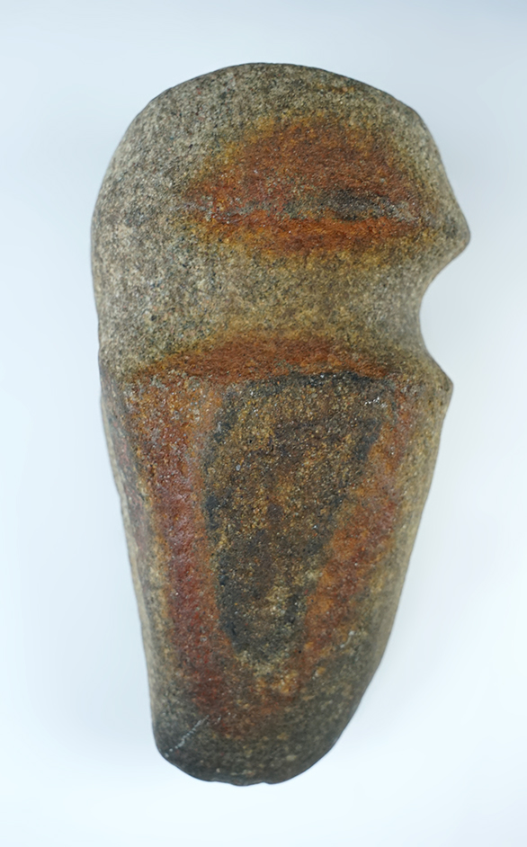 Beautiful color pattern on this 6 3/4" long 3/4 Grooved Axe with a top flute. Ohio. 