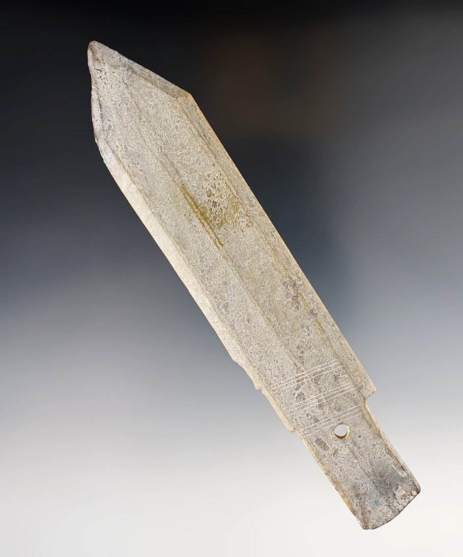 6 5/8" hand carved Jade Spear Point Effigy recovered in Southeast Asia. 