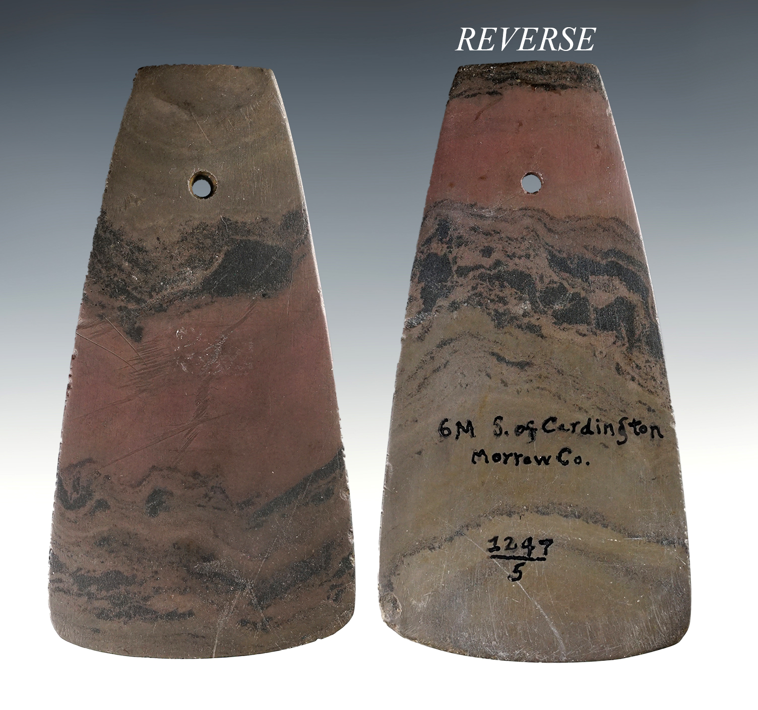 Vivid coloring on this 4 1/2" Hopewell Pendant - Morrow Co., Ohio. Ex. Dr. Gordon Meuser.