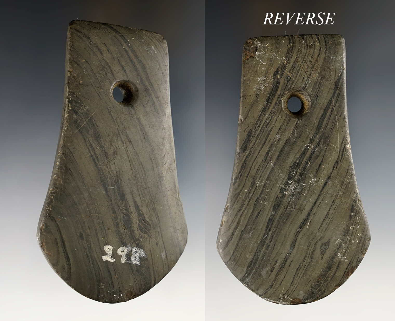 4 3/8" Keyhole Pendant made from nicely banded Glacial Slate found in Ohio