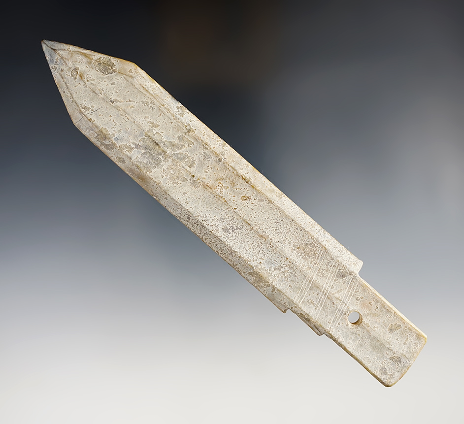 6 11/16" hand carved stone Spear Pendant found in China. 