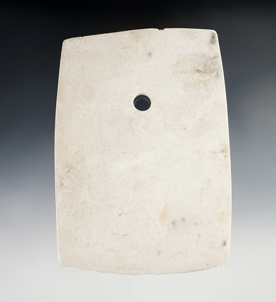 5 1/2" x 3 7/8" drilled stone Chinese Pendant in nice condition. 