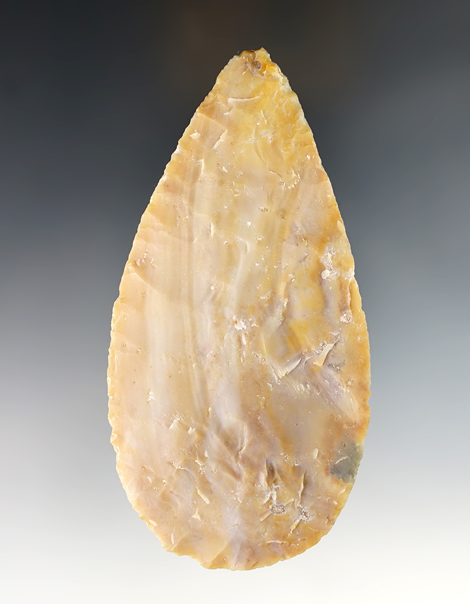 4 3/8" Cache Blade - Flint Ridge. Part of the Fulton County Cache, Fulton Co., Ohio. Ex. Hooks. 