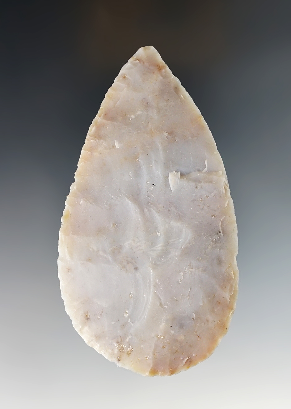 3 11/16" Cache Blade - Flint Ridge. Part of the Fulton County Cache, Fulton Co., Ohio. Ex. Hooks. 