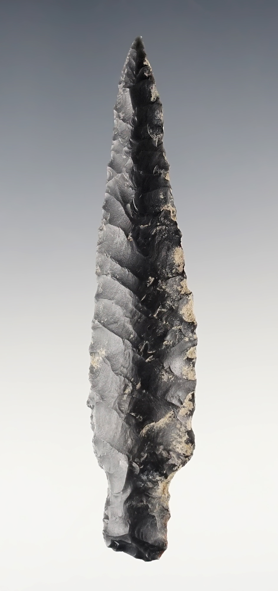 Rare 3 5/16" Point Barrow Stemmed Point recovered in Alaska. 