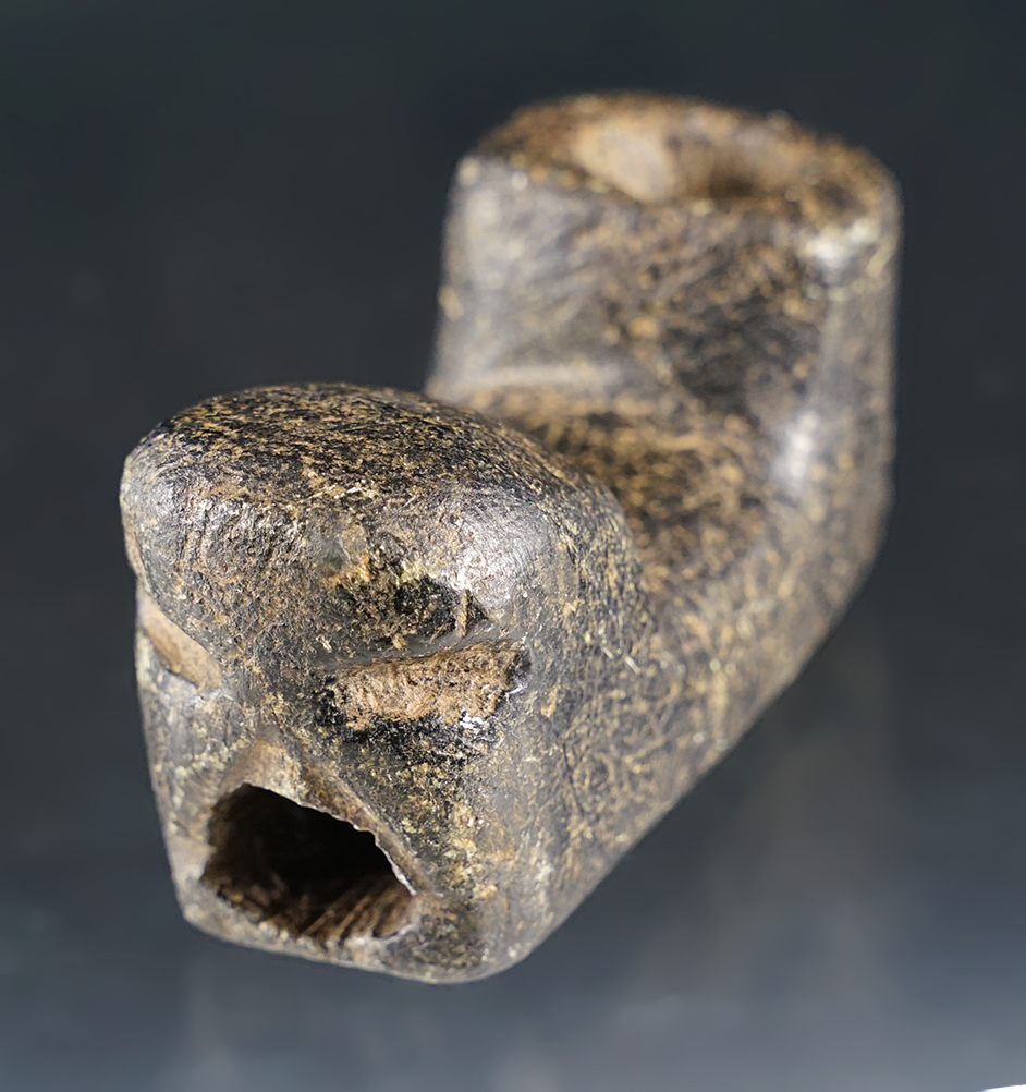 Outstanding 3 5/8" long Human Effigy Pipe. Found by Ralph Davis in Milton, Kentucky in 2006.