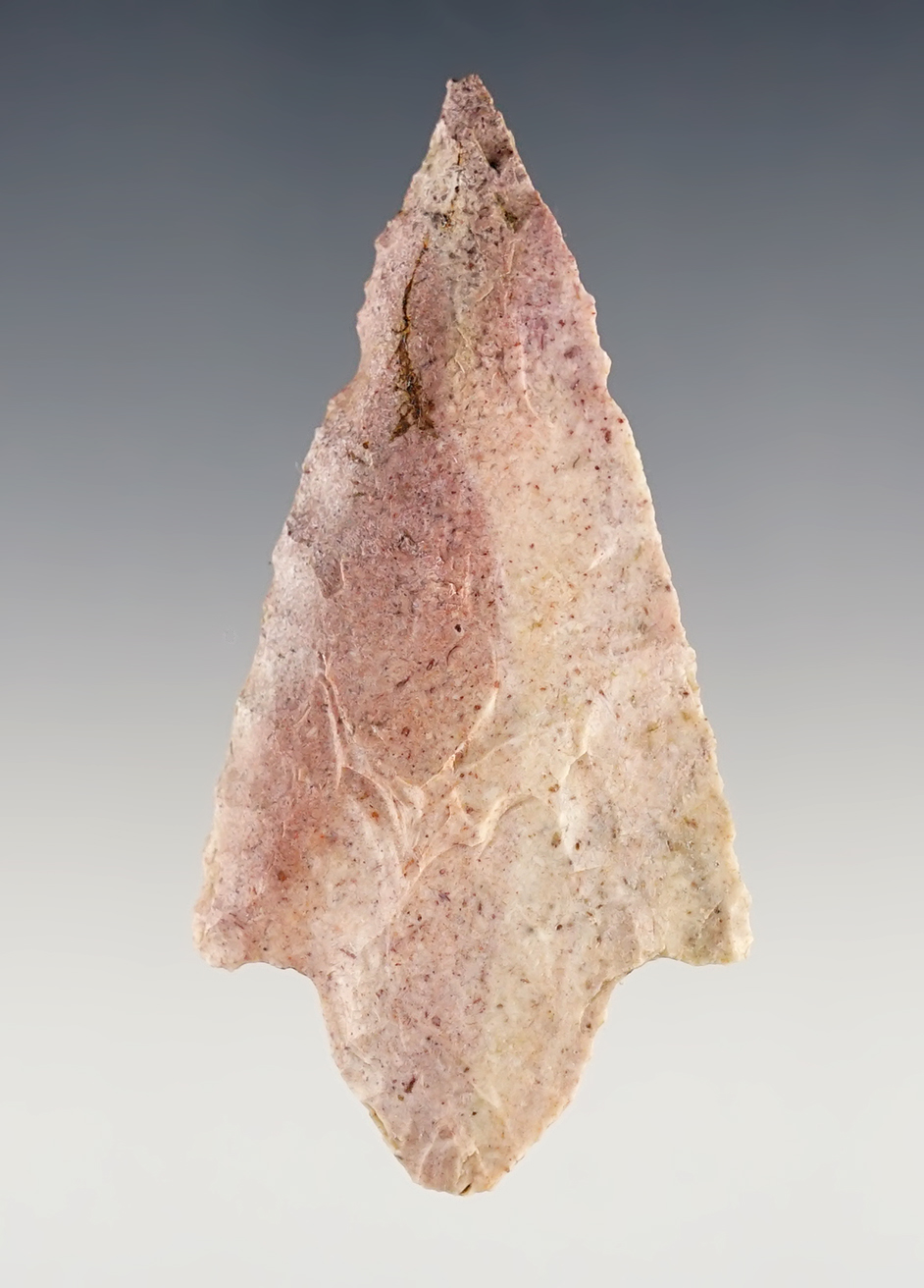 3" Waubesa made from attractive pink and white material. Found in Missouri. 