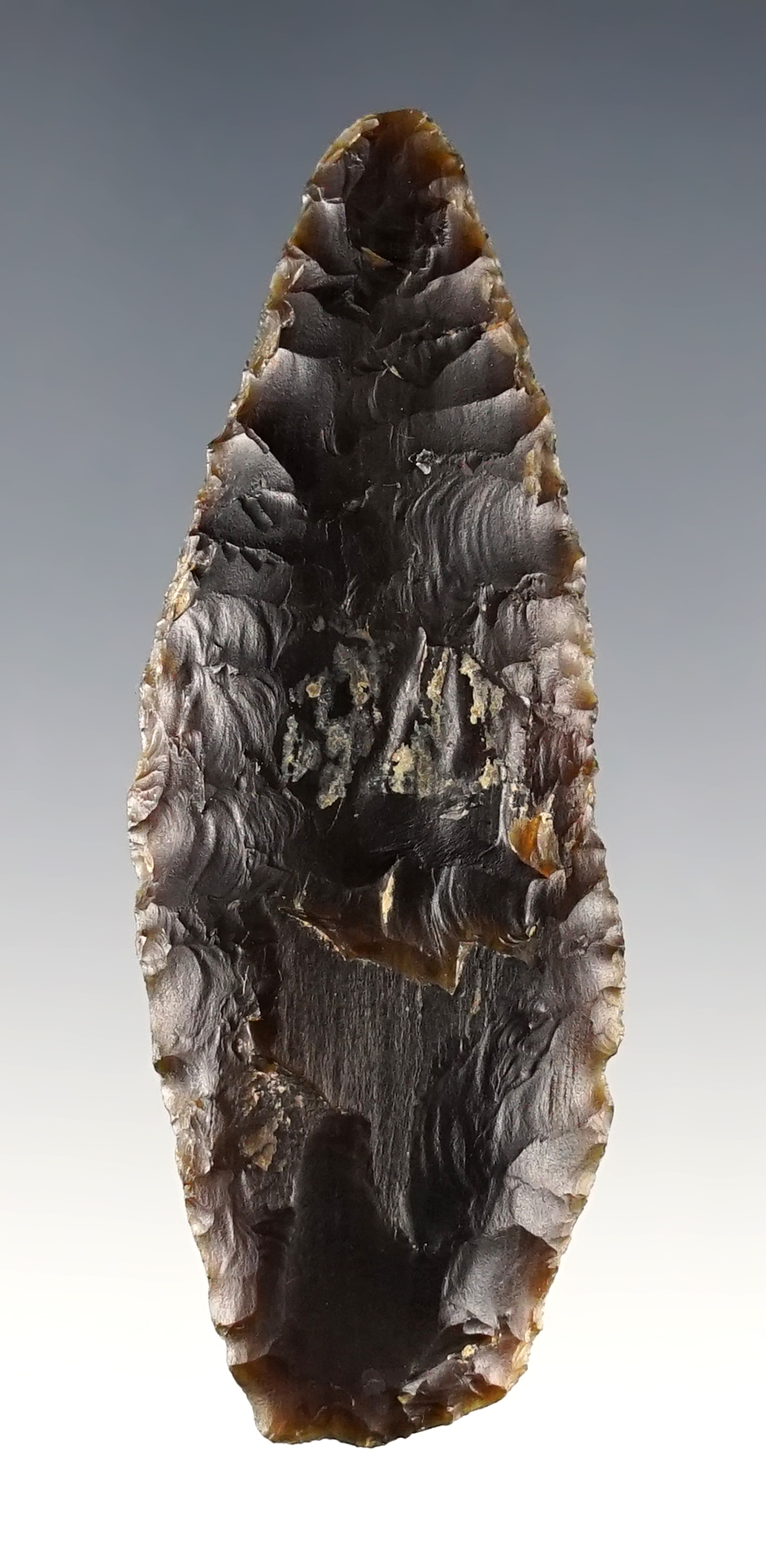 2 3/4" Agate Basin made from patinated Chalcedony. Encino, New Mexico. Ex. Tom Davis.