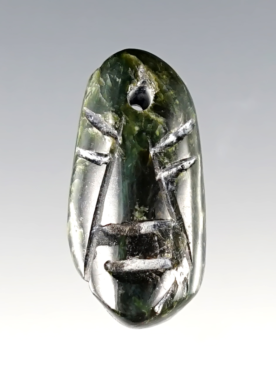 1 1/16" Jade Head Pendant from Costa Rica, Nicoya Peninsula, Guanacaste Province, 300-700 CE.