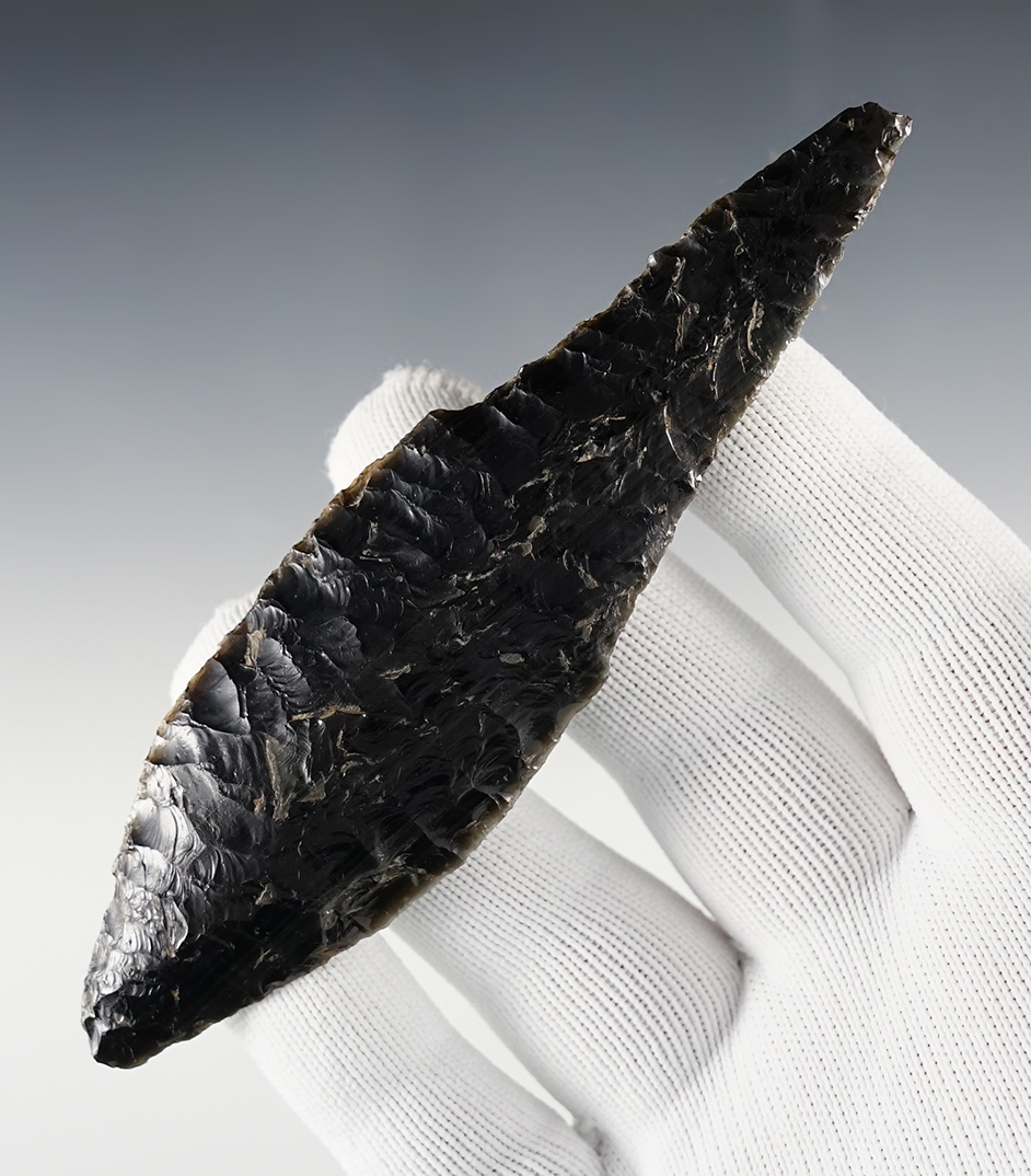 5" Obsidian Bi-Pointed Knife found in the Great Basin area. 