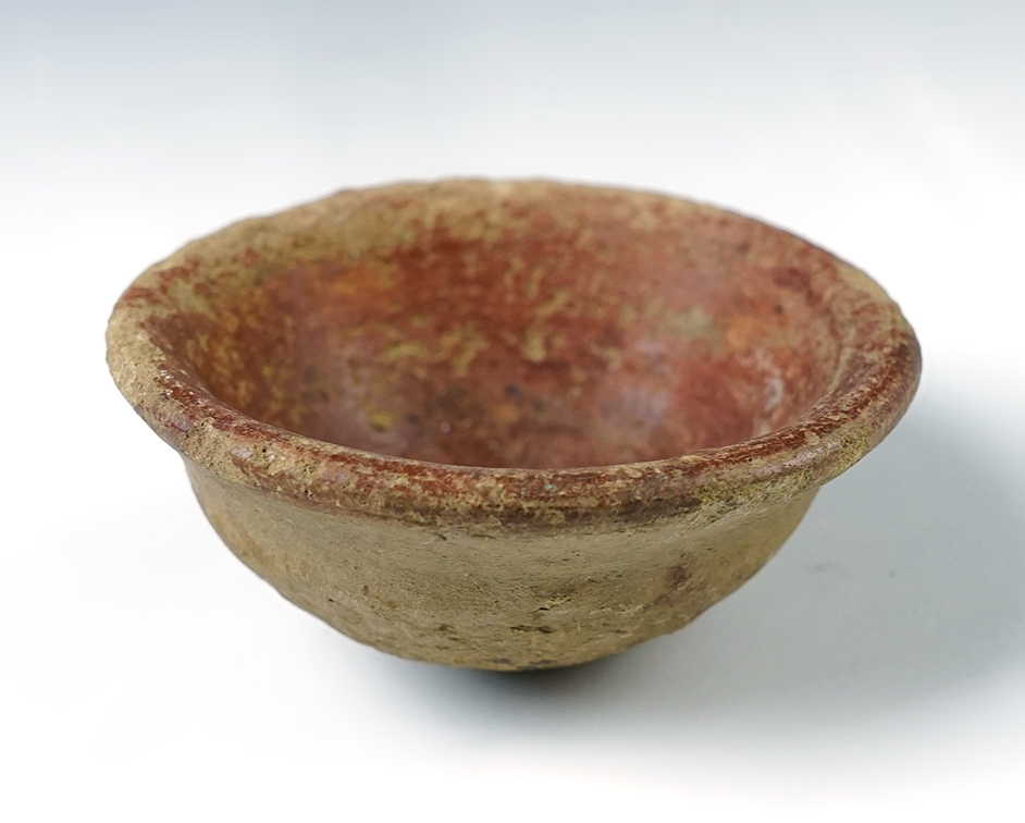 3 7/16" wide Pre-Columbian Miniature Clay Bowl in solid condition. Recovered in Mesoamerica. 