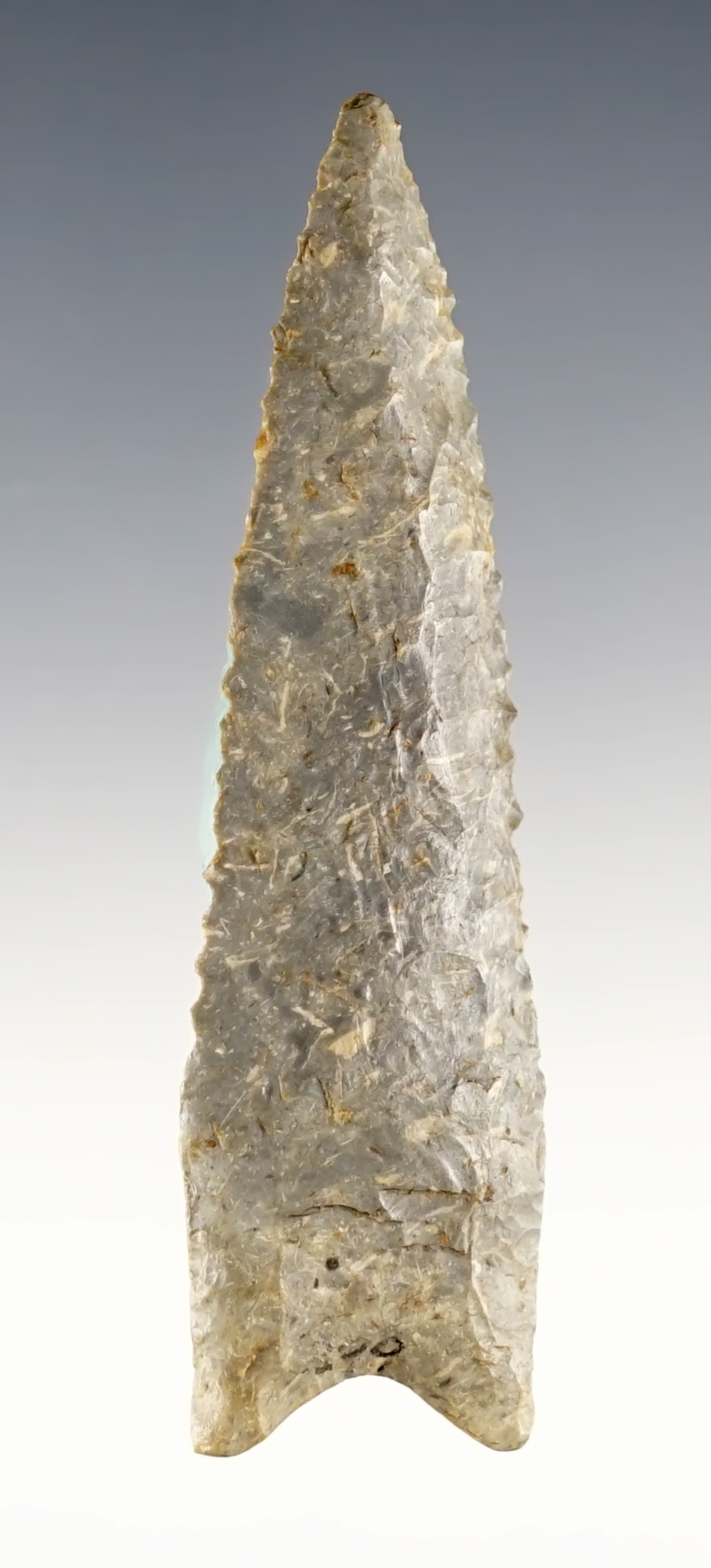 Finely made 3 1/16" Dalton found in the Midwestern U.S. Well ground base and stem side. 