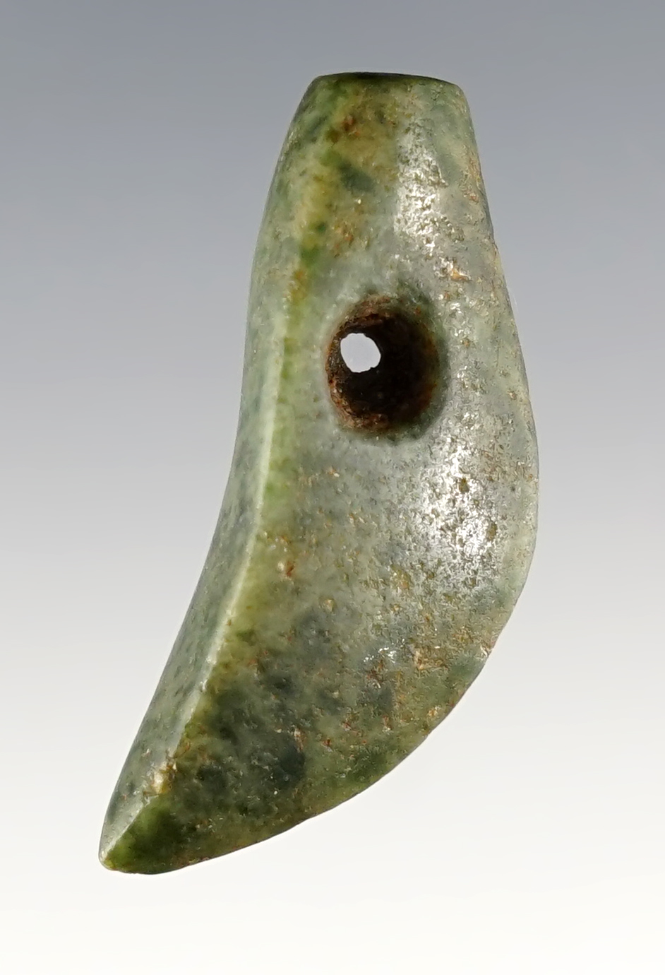 Nice 1 9/16" Jade Jaguar Tooth Effigy from Nicoya Peninsula, Guanacaste Province, Costa Rica.