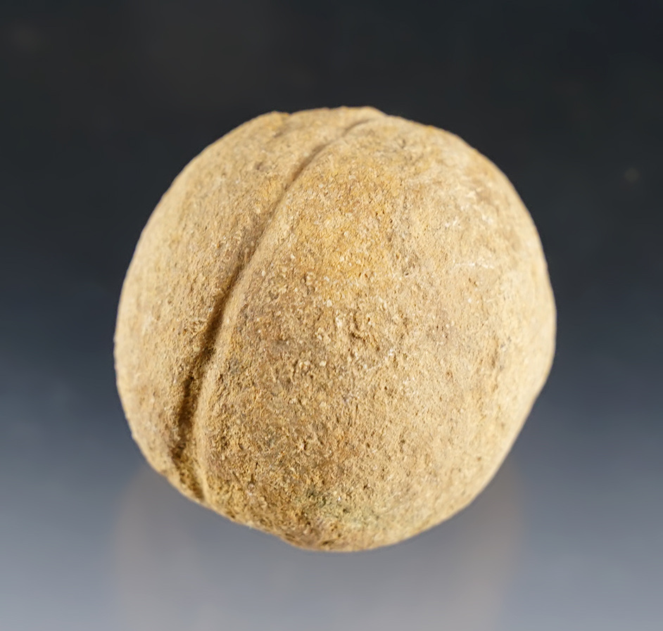 1 7/8" Grooved Sandstone Loafstone recovered in Kentucky. 