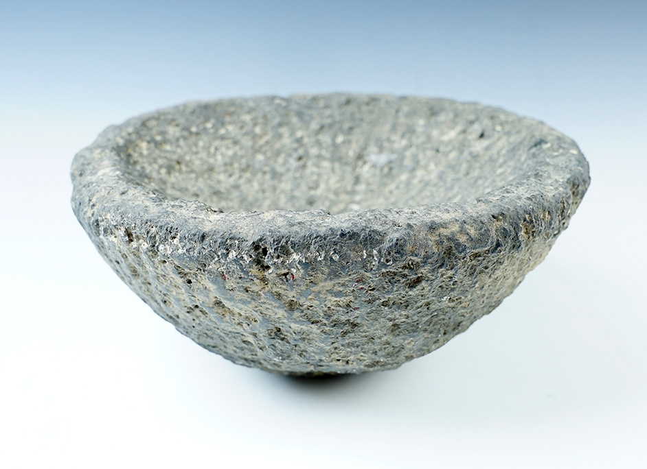 7 7/8" wide Lava Stone Bowl recovered near Mt. Saint Helens, Washington. 