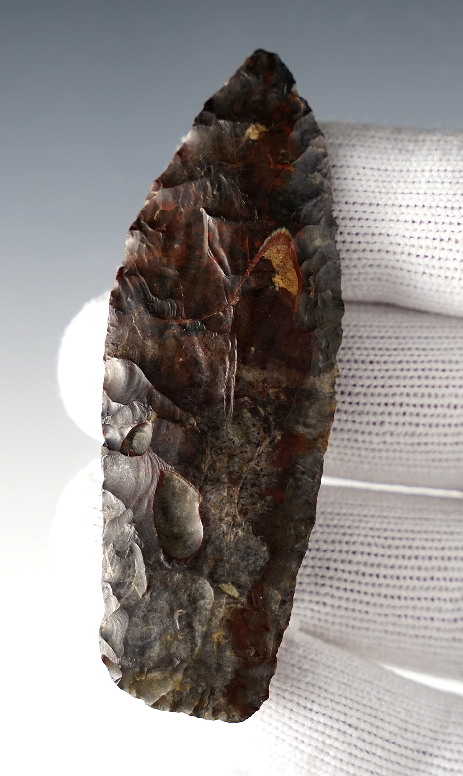 3" Paleo Lanceolate made from a colorful grade of Coshocton Flint. Found in Ohio.