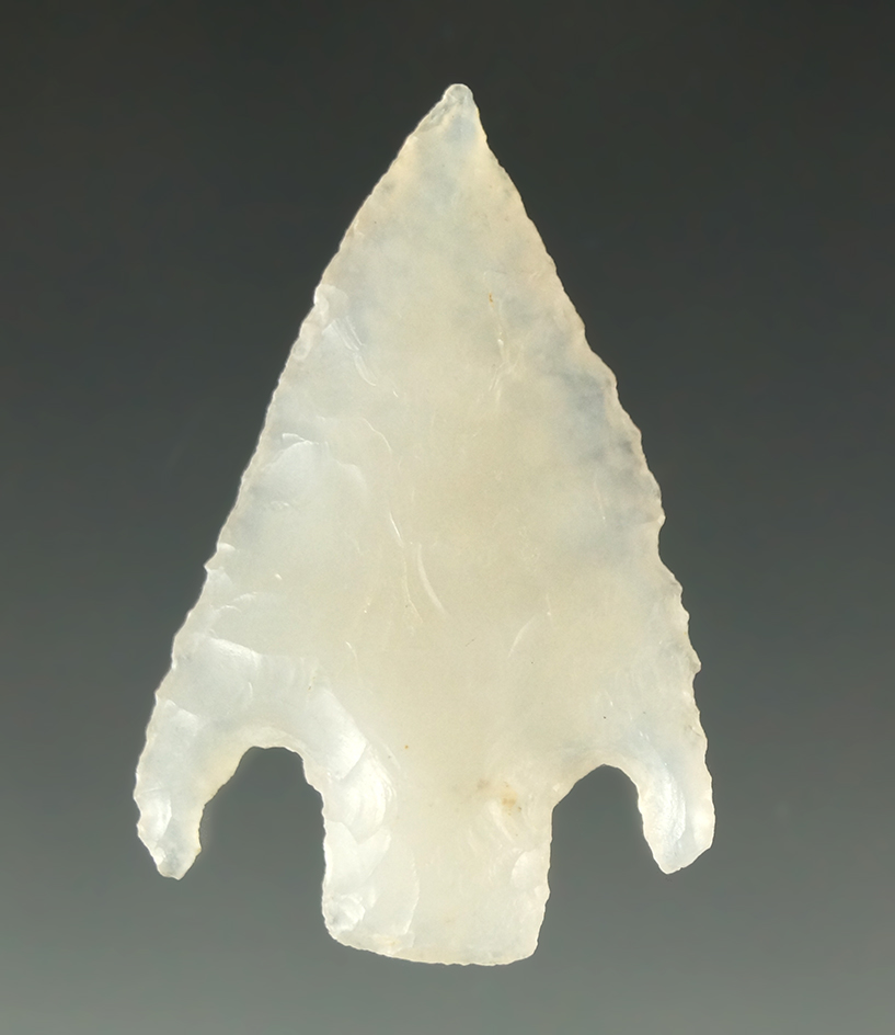 1 5/8" Shumla point found in West Texas made from beautiful semi translucent Luna agate.