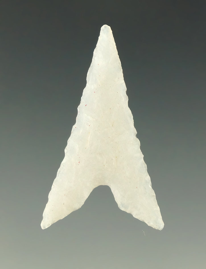 Pictured! Exceptional 1 5/16" Garza point - semi translucent chalcedony - Texas.