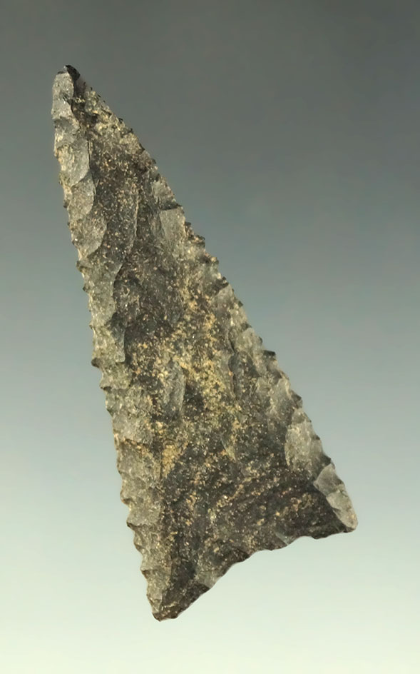 1 13/16" Ft. Ancient Triangle point with nice serrations found in Kentucky.