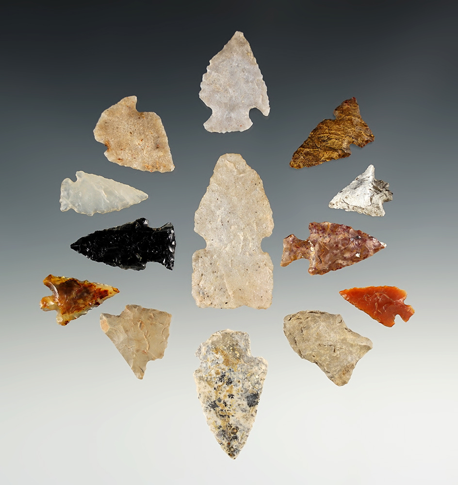 Set of 13 Northern High Plains points.  The largest is 1 5/8".