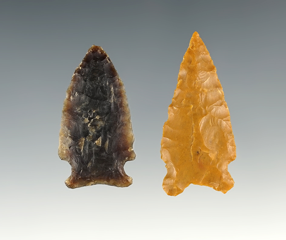 Pair of Northern High Plains points in great condition.  The largest is 1 13/16".