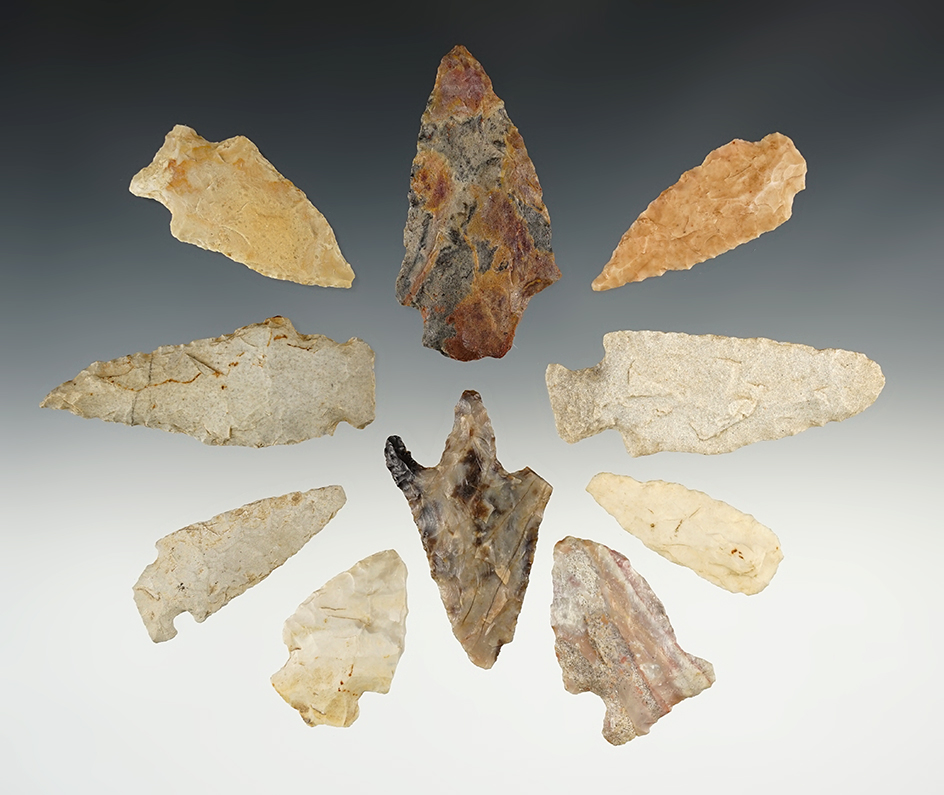 Set of 10 Northern High Plains points.  The largest is 2 7/8".