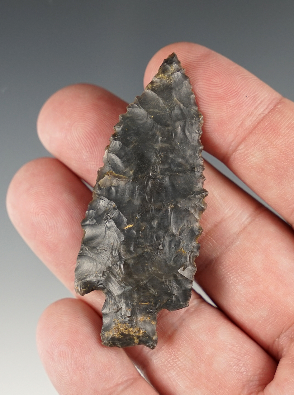 2 1/2" Nettling Point, rare size for type - great form.  Made of Coshocton Flint. Richland Co., Ohio