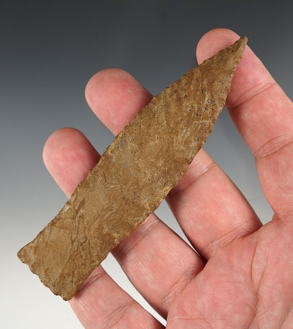 Superb 4 5/16" Copena found in Humpherys Co., Tennessee. Made from Dover flint. Ex. Rocky Hall