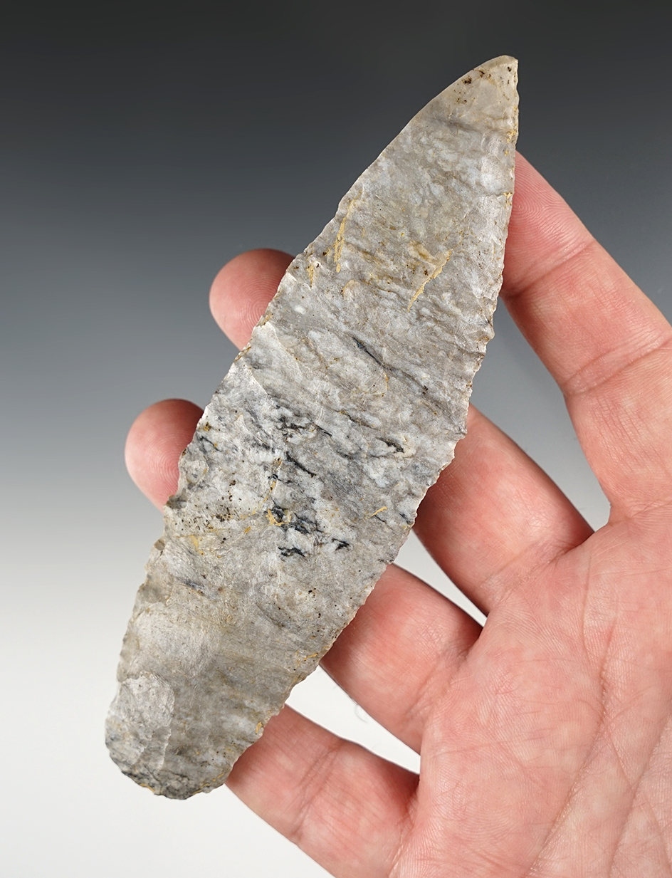 5 1/2" Lanceolate Knife that is made from beautiful Coshocton flint.  Found in Guernsey Co., Ohio.