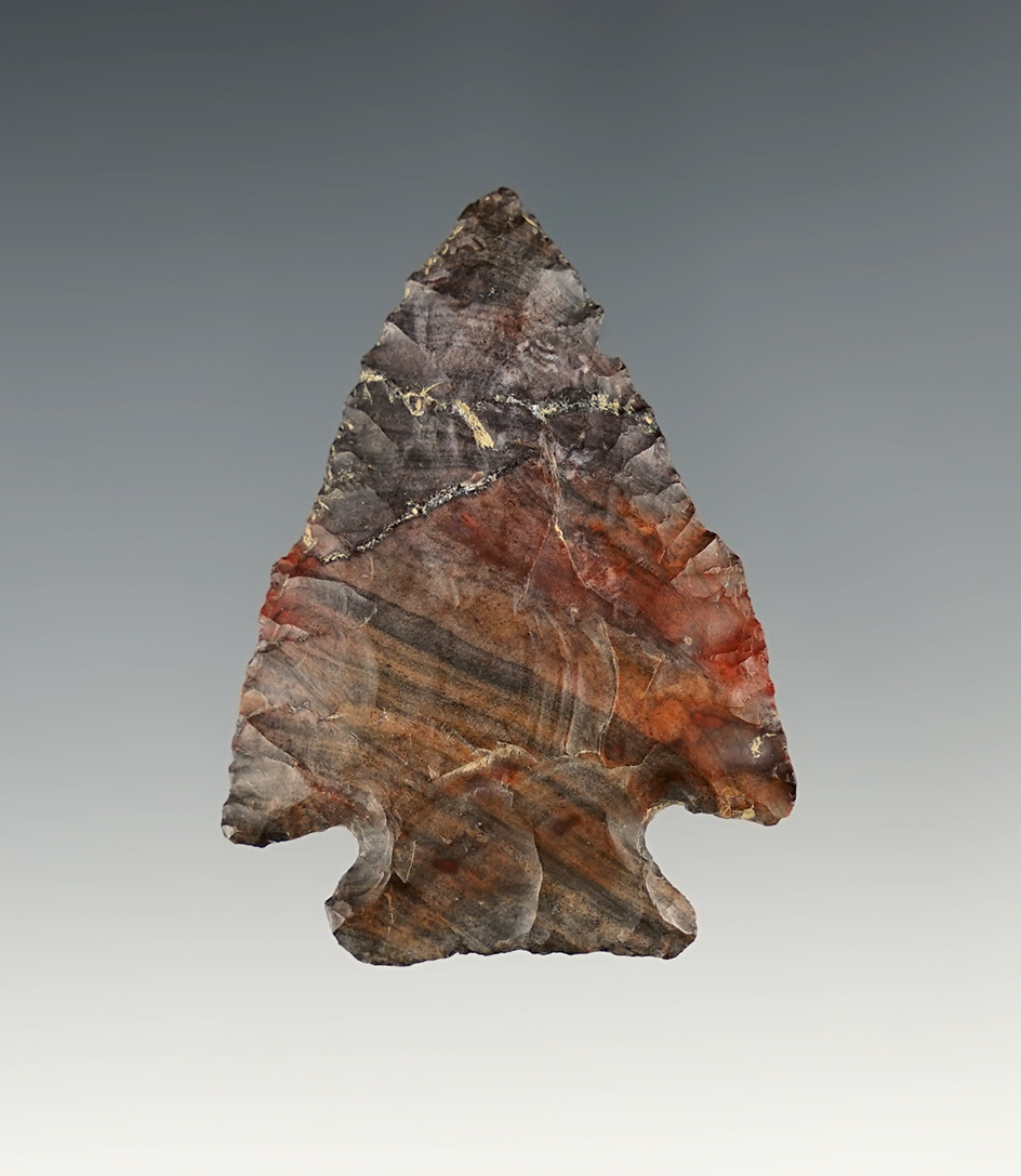 1 7/8" Nethers Flint Pentagonal found in Licking Co., Ohio. Ex. Jack Hooks, Homer Frush.