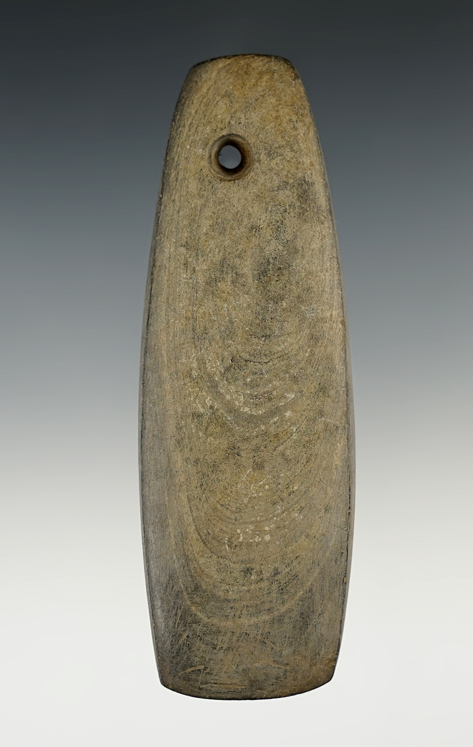 Well made 4 1/8" Banded Slate Pendant found in the Midwestern U.S. Comes with a Bennett COA.