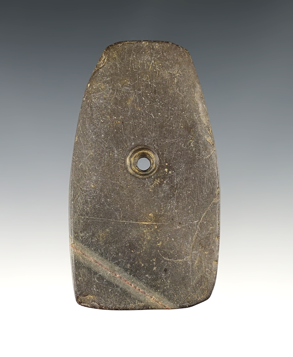 3 1/8" Adena Trapezoidal Pendant - "worm tracks".  Sandusky Co., Ohio.