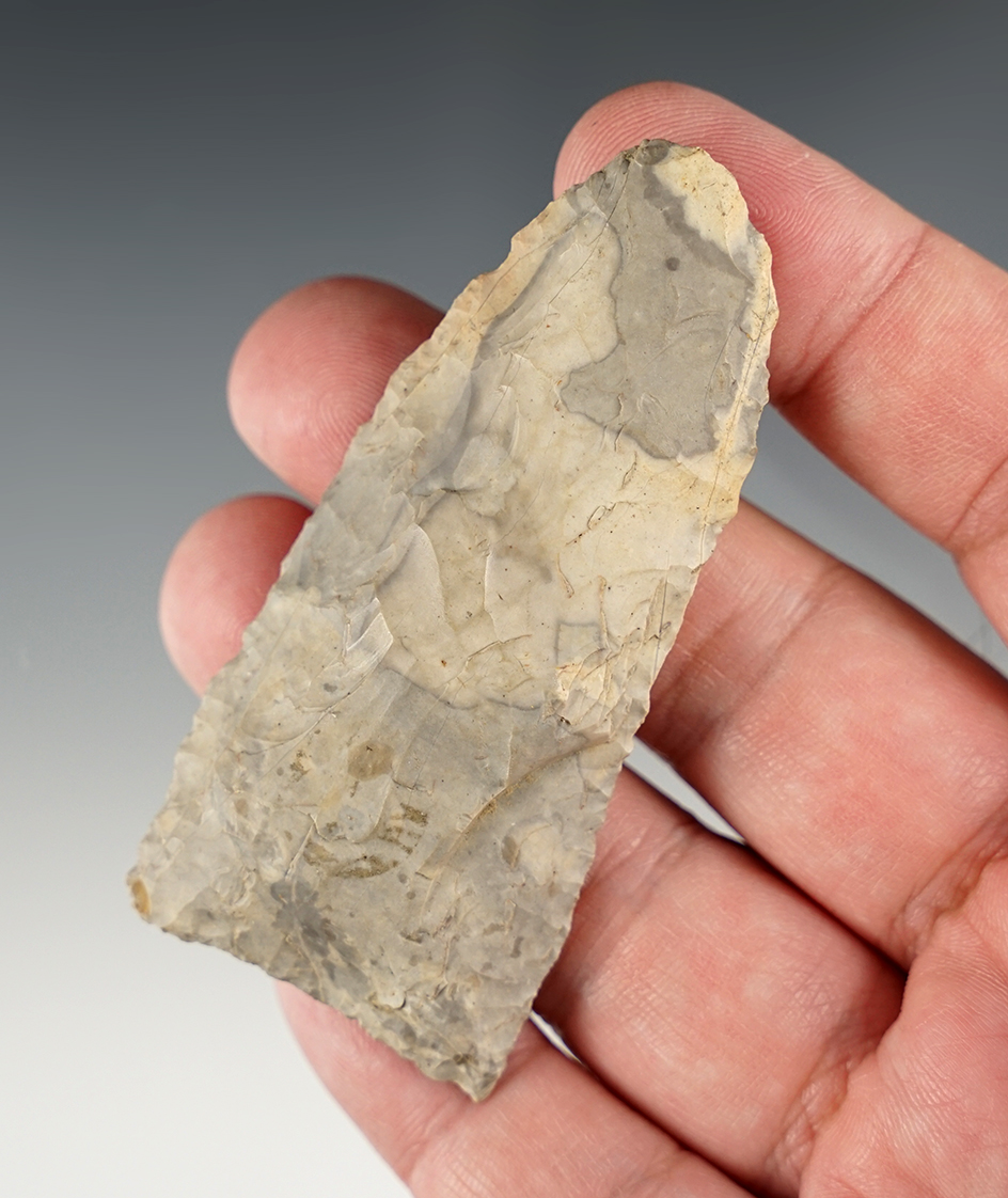 3 1/16" Paleo Knife made from Delaware Chert. Found by George Thrush in Fairfield Co., Ohio.