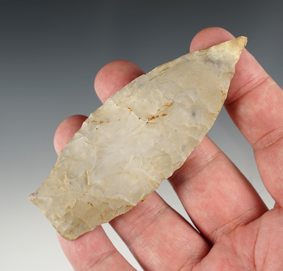 3 3/4" Stemmed Paleo Lanceolate found in Christian Co., Kentucky. Ex. Reverend Roy Francis.