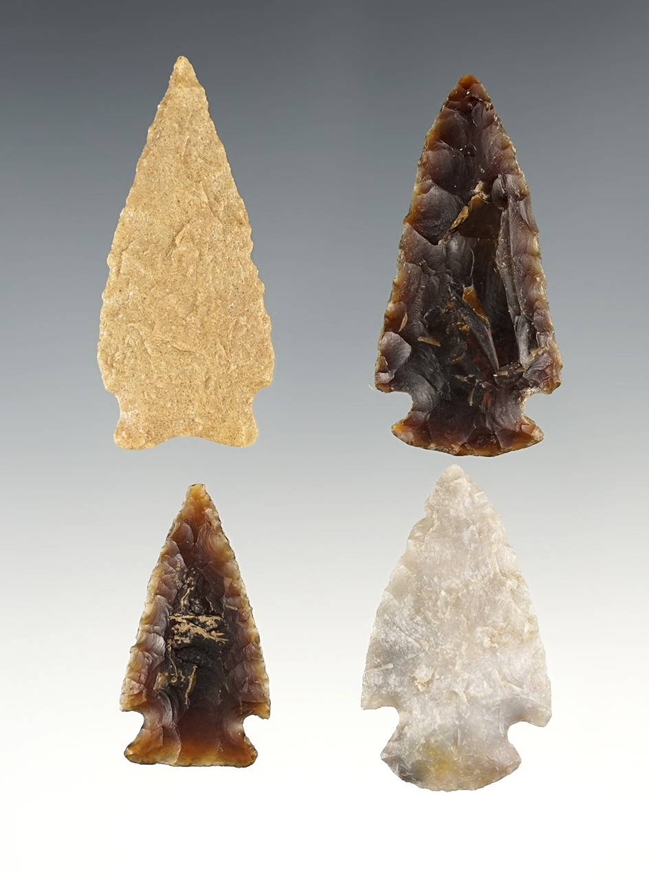 Set of 4 well made Northern High Plains points in excellent condition.  The largest is 1 7/8".