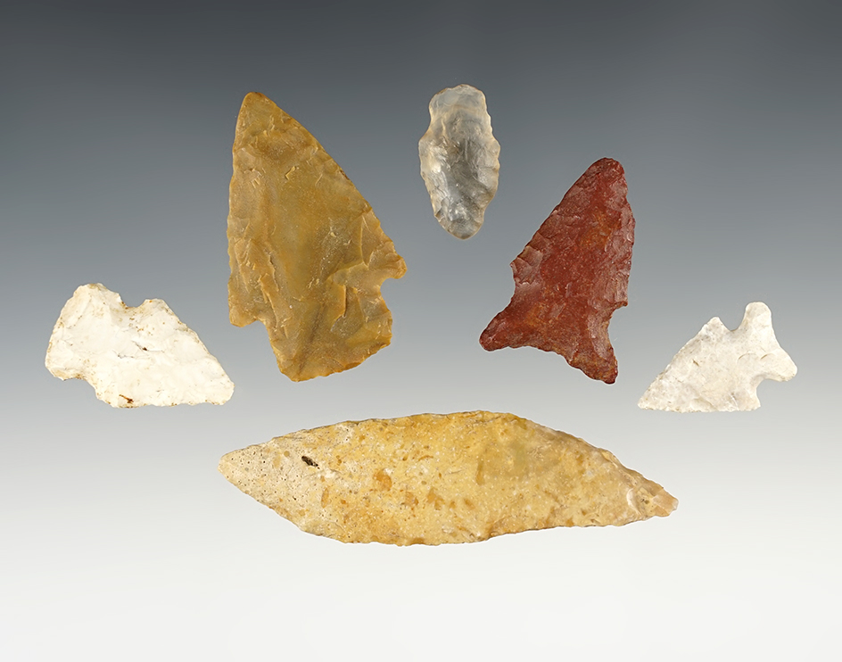 Set of 6 points from various locations.  The largest is 3".