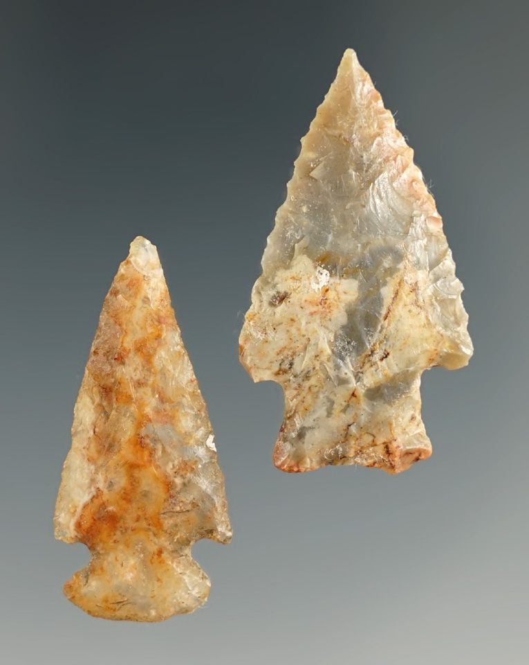 Pair of West Texas arrow points made from beautiful material. Largest is 1 1/2".
