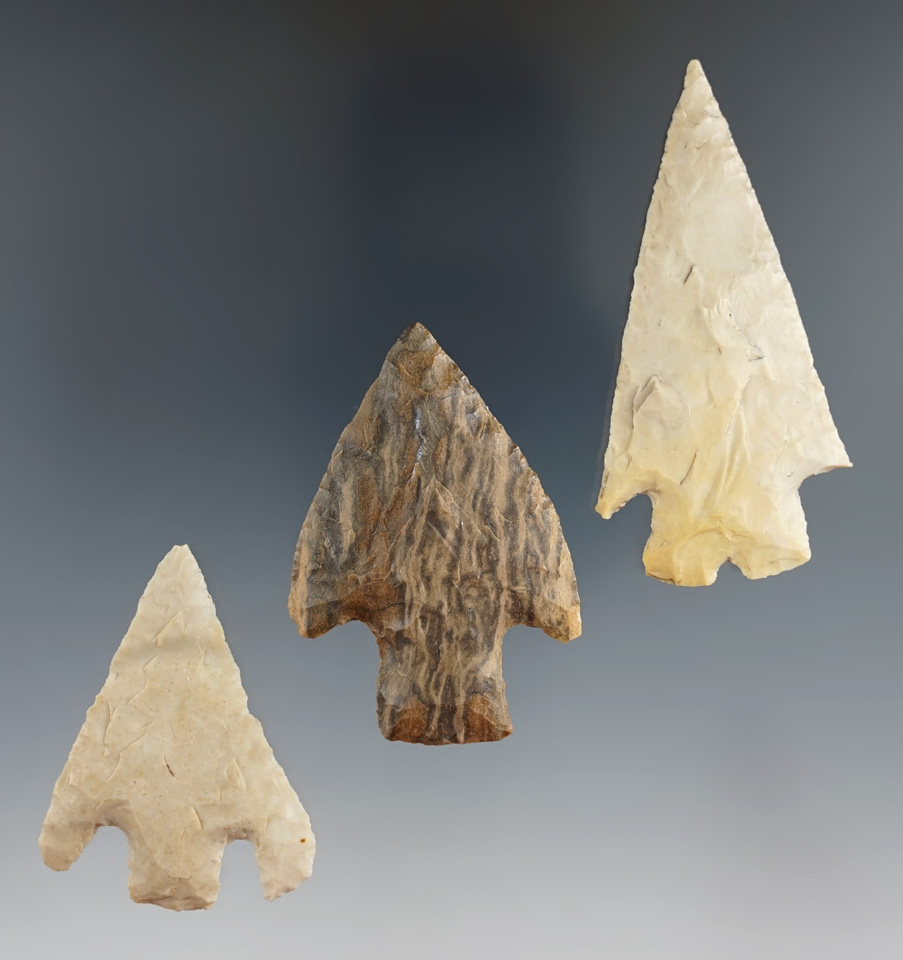 Three nice Texas points, largest is a 2 5/8" Montell.