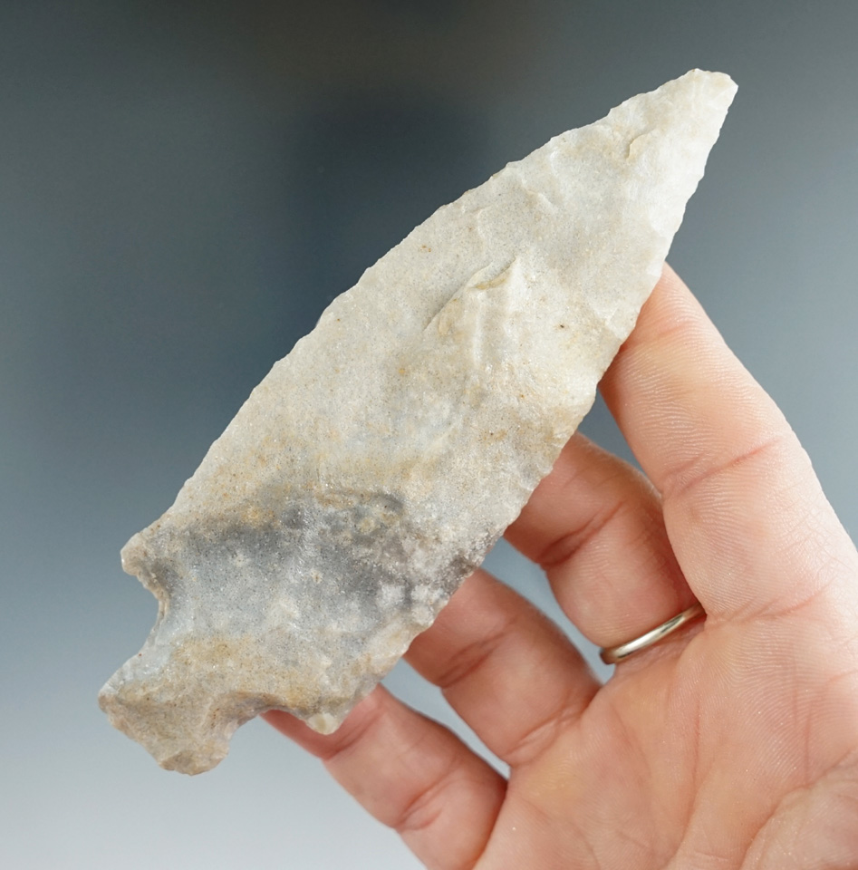 4 7/16" Etley Knife made from attractive Multi-color quartz found in Illinois.