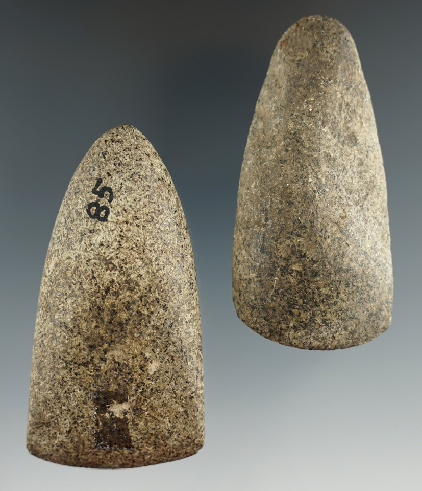 Pair of miniature stone tools found in Ohio including a 2 3/4" Celt and a 2 3/4" Adze.