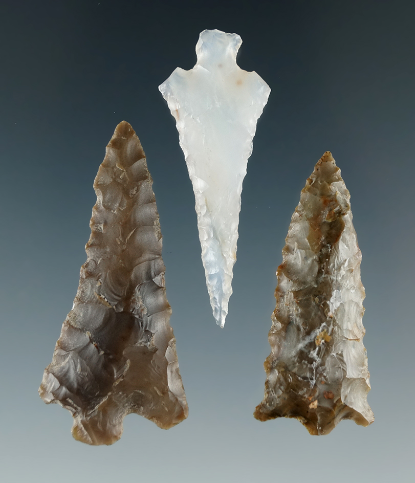 Set of 3 Columbia River Arrowheads found in Franklin Co., Washington. Largest is 1 11/16".