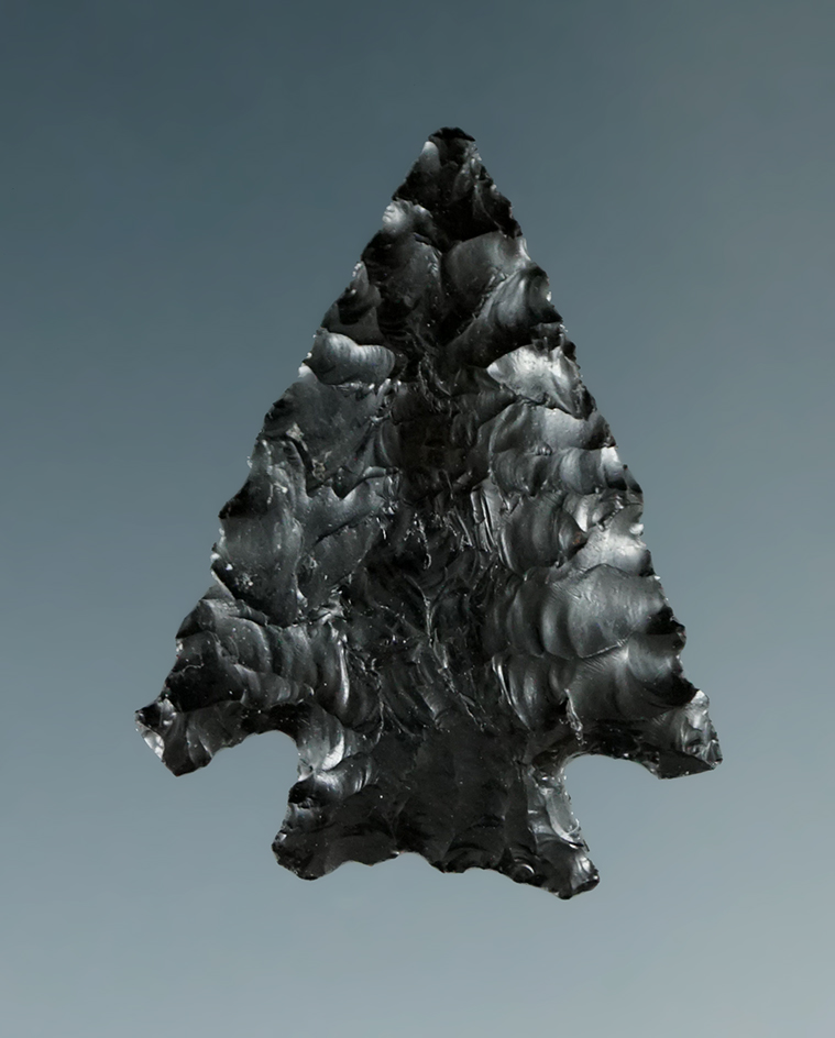 1 1/8" Diagonal Notch made from Obsidian, found in the Great Basin, Oregon.