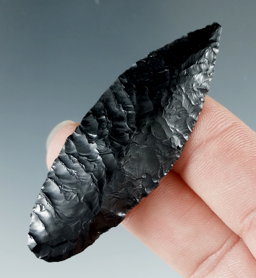 2 1/4" Cascade made from Obsidian, found in the Great Basin, Oregon.
