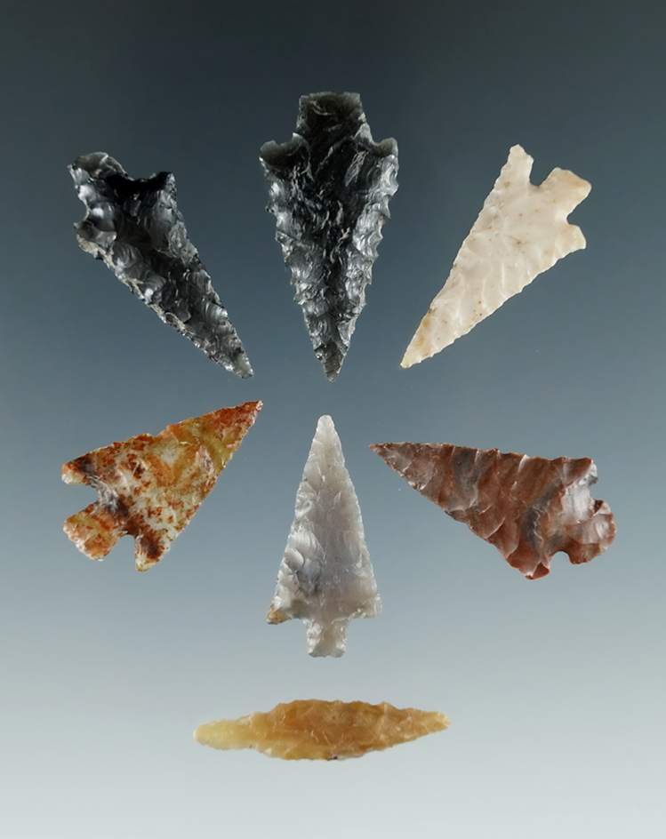 Group of 7 nice Gempoints found near the Lower Columbia River, Washington. Largest is 1 3/16".