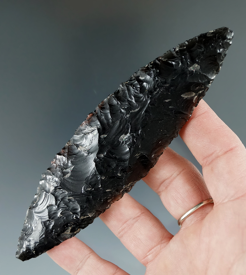5" Obsidian Bi-Point Knife found in the Great Basin, Oregon.