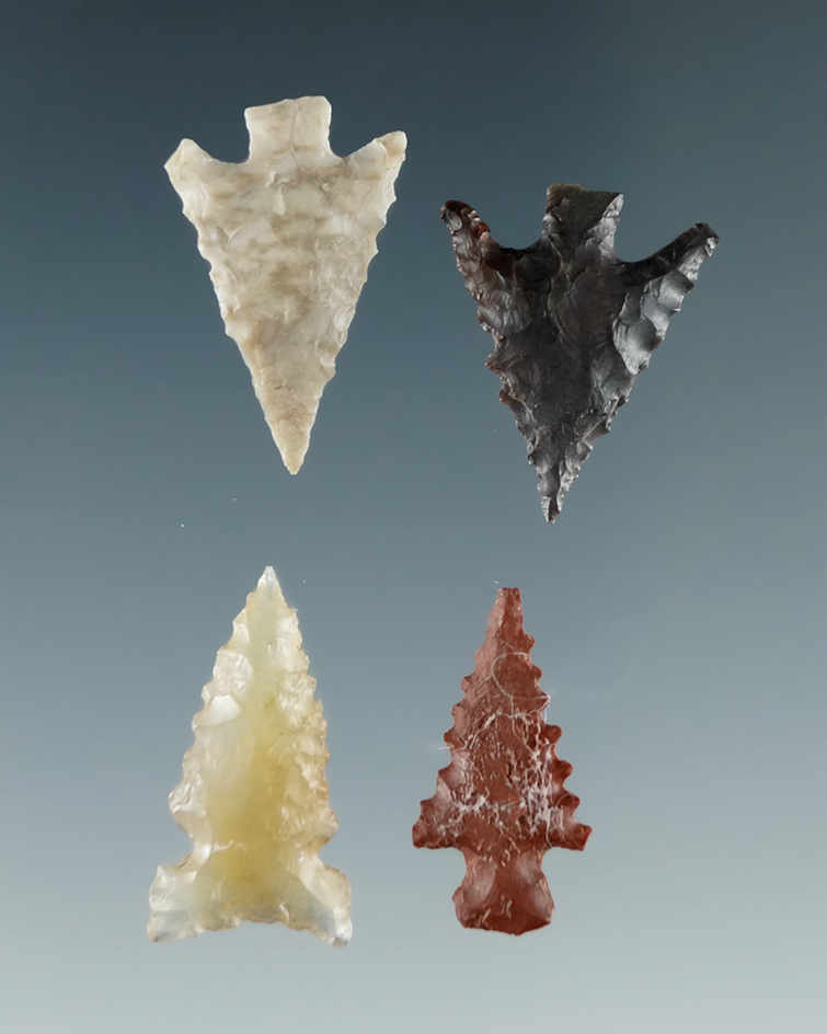 Set of 4 Columbia River Gempoints, largest is 13/16".