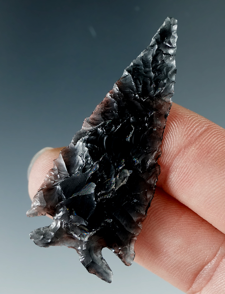 2" Elko Eared made from translucent Obsidian, found in the Great Basin, Oregon.