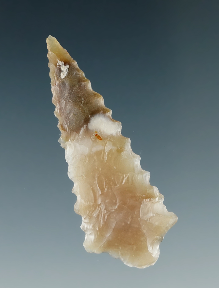 1 3/4" Rabbit Island Serrated made from Brown and Cream Agate, found near the Columbia River.